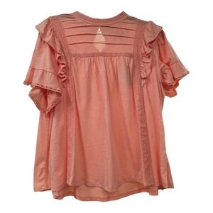 Coral ruffle over sized Women's over sized loose fitting top